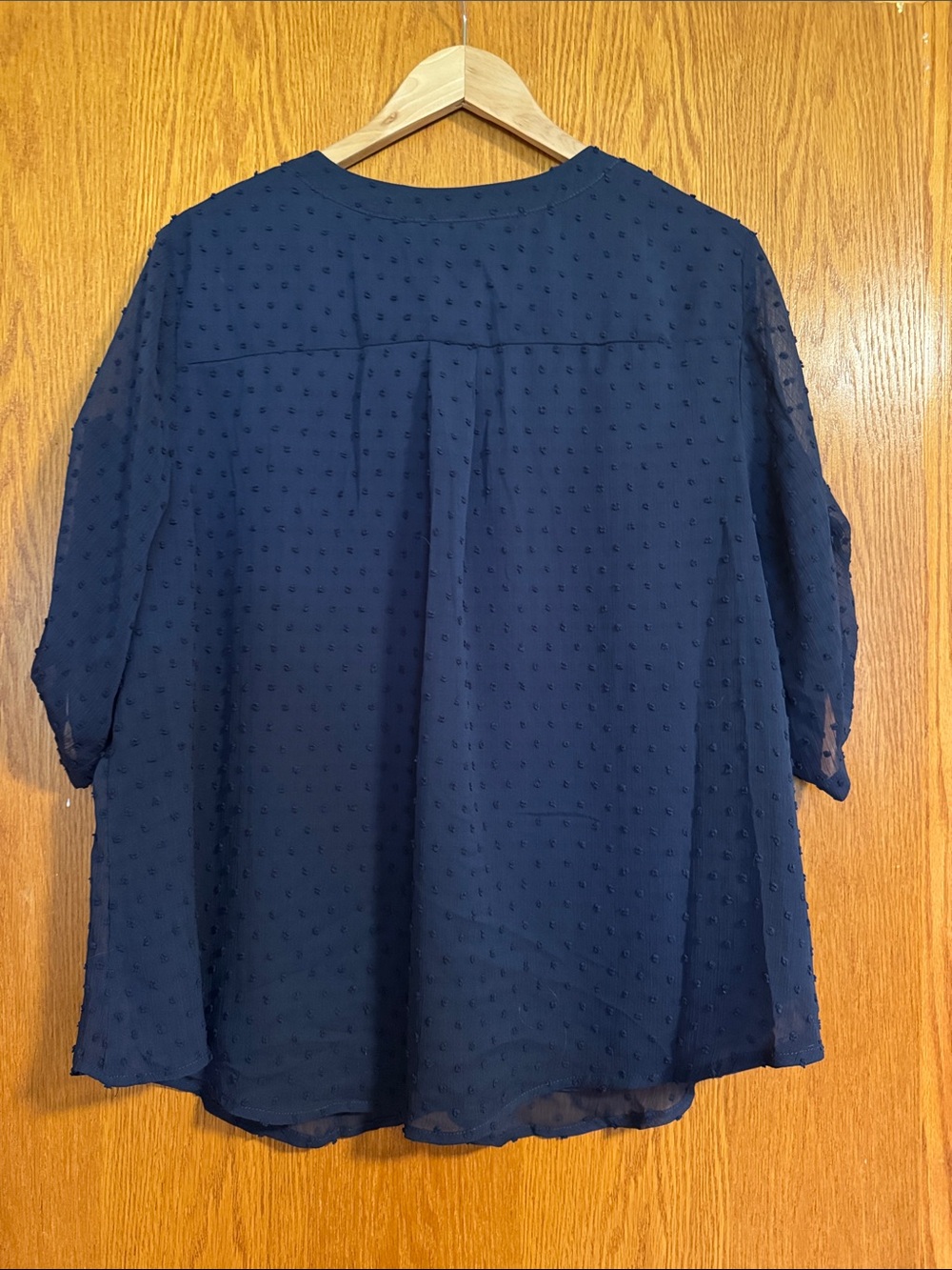 BloomChic Navy Swiss Dot Button-Front Tunic - Picture 3 of 3